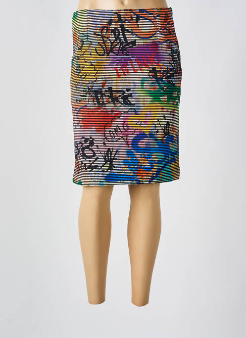 Jupe mi-longue coupe droite bleu OLIVIER PHILIPS femme