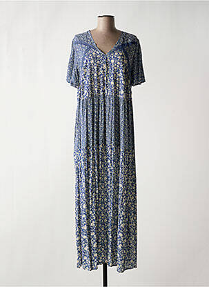 Robe longue manches courtes manches courtes bleu ATELIER JAD femme