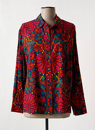 Chemisier imprimé fleurs manches longues rouge IDANO femme