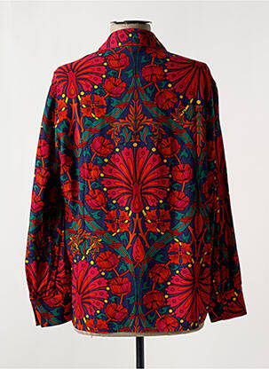 Chemisier imprimé fleurs manches longues rouge IDANO femme