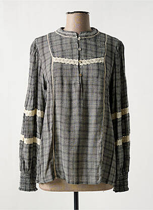 Blouse tissage popeline manches longues gris STELLA FOREST femme