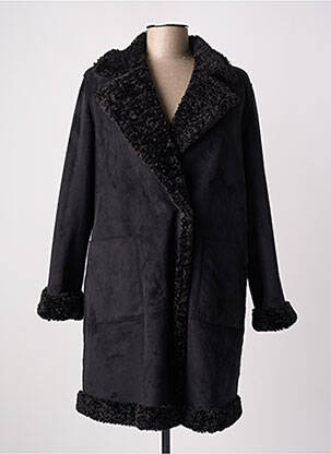 Manteau long fermeture pressionnée sans capuche noir PERSONA BY MARINA RINALDI femme