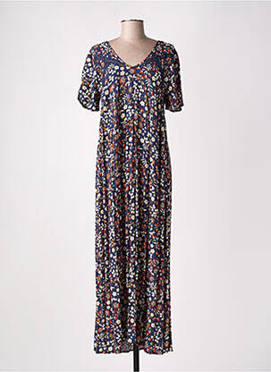 Robe longue manches courtes manches courtes bleu ATELIER JAD femme