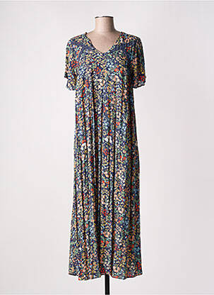 Robe longue manches courtes manches courtes bleu ATELIER JAD femme