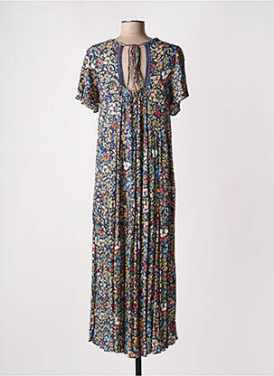 Robe longue manches courtes manches courtes bleu ATELIER JAD femme