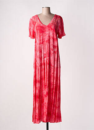 Robe longue manches courtes manches courtes rose ATELIER JAD femme