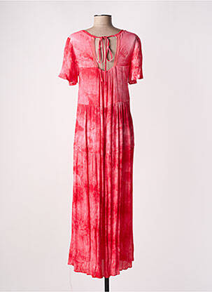 Robe longue manches courtes manches courtes rose ATELIER JAD femme