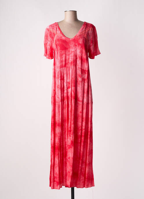 Robe longue manches courtes manches courtes rose ATELIER JAD femme