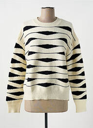 Pull col rond manches longues blanc M femme