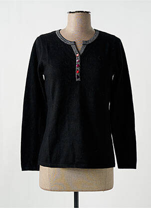 Pull col v manches longues noir GIORGIO BARBARA femme