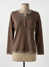 Pull col v manches longues marron GIORGIO BARBARA femme