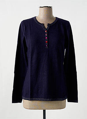 Pull col v manches longues bleu fonce GIORGIO BARBARA femme