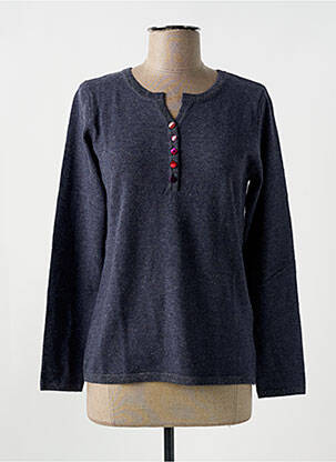 Pull col v manches longues gris GIORGIO BARBARA femme