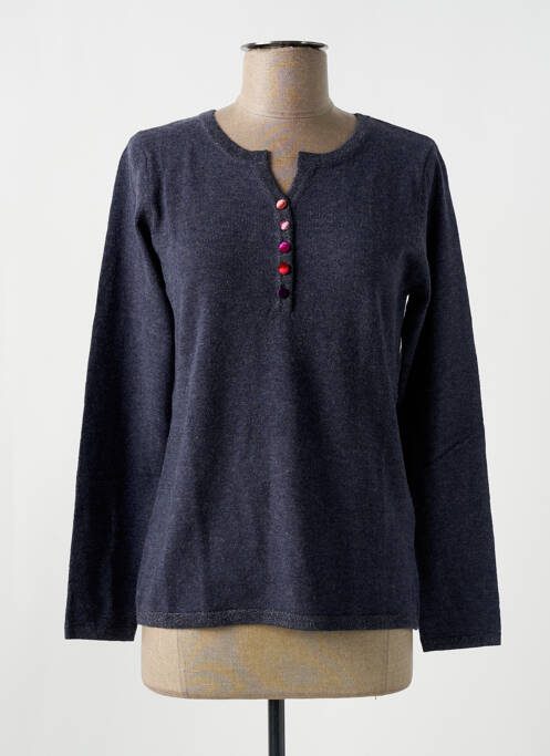 Pull col v manches longues gris GIORGIO BARBARA femme