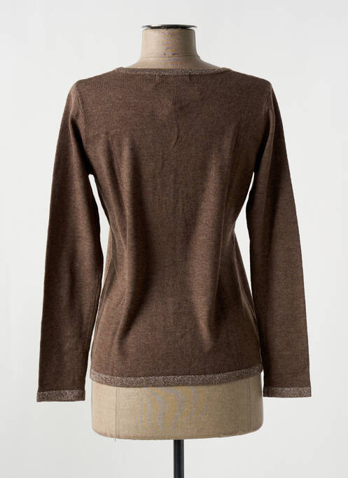 Pull col v manches longues marron GIORGIO BARBARA femme