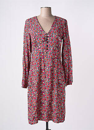 Robe mi-longue imprimé fleurs manches longues rouge LA FEE MARABOUTEE femme