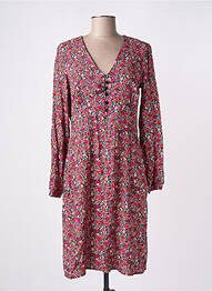 Robe mi-longue imprimé fleurs manches longues rouge LA FEE MARABOUTEE femme