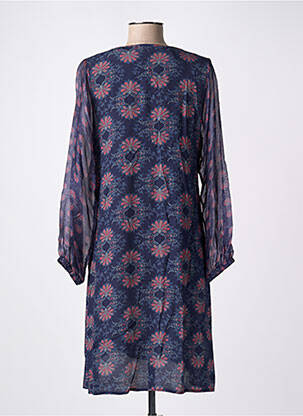 Robe mi-longue coupe fluide manches longues bleu LA FEE MARABOUTEE femme