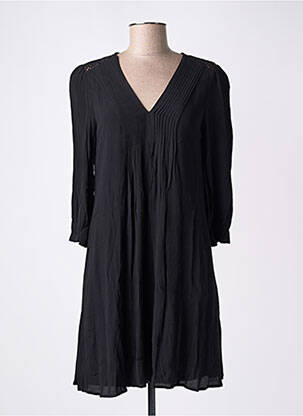 Robe mi-longue coupe fluide manches longues noir FREEMAN T.PORTER femme
