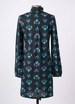 Robe mi-longue imprimé fantaisie manches longues bleu SURKANA femme