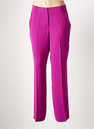 Pantalon droit fermeture zippée sous rabat boutonné taille normale violet EVA KAYAN femme