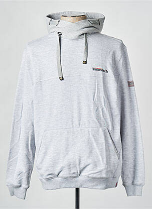Sweat-shirt à capuche tissage jersey manches longues gris TIMEZONE homme