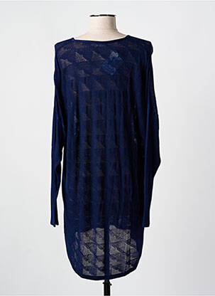 Pull maille ajourée manches longues bleu MONTAGUT femme