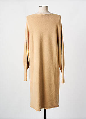 Robe pull col v manches longues beige LA FEE MARABOUTEE femme