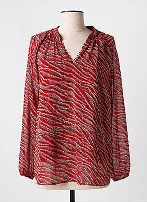 Blouse légère et transparente manches longues rouge ONE STEP femme