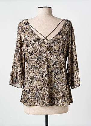 Blouse tissage popeline manches 3/4 beige ONE STEP femme