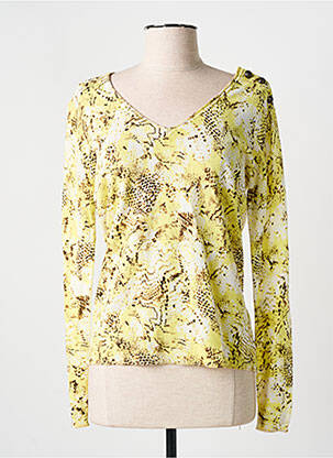 Pull col v manches longues jaune ONE STEP femme