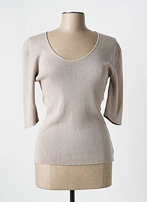 Pull col rond manches 3/4 gris MONTAGUT femme