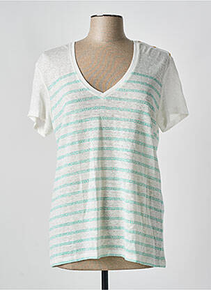 Pull coupe cintrée manches courtes vert ONE STEP femme