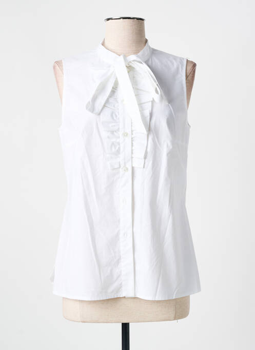 Chemisier coupe cintrée sans manche blanc PAULE KA femme