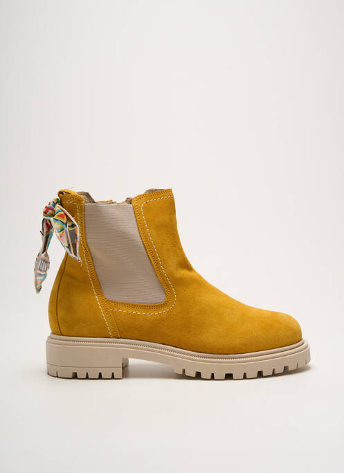 Bottines/boots nubuck talon plat jusqu'à 3cm jaune GOODSTEP femme