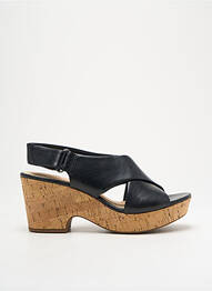 Sandales/nu pieds semi compensé talon de 4 à 6cm noir CLARKS femme