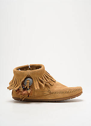 Bottines/boots nubuck talon plat jusqu'à 3cm marron MINNETONKA femme