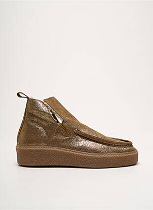 Mocassins tissage satiné talon de 4 à 6cm or SMS femme