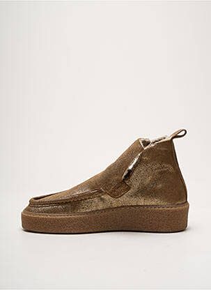 Mocassins tissage satiné talon de 4 à 6cm or SMS femme