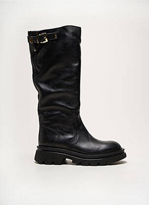 Bottes tissage satiné talon de 4 à 6cm noir SEMERDJIAN femme