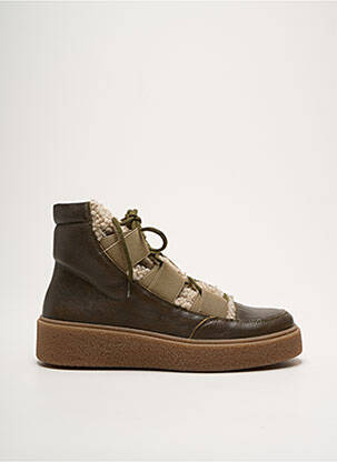 Baskets matière lisse talon de 4 à 6cm vert SMS femme