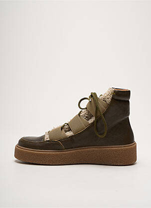 Baskets matière lisse talon de 4 à 6cm vert SMS femme
