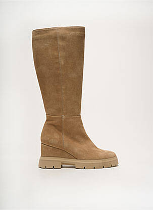 Bottes nubuck talon plat jusqu'à 3cm beige SOFTWAVES femme