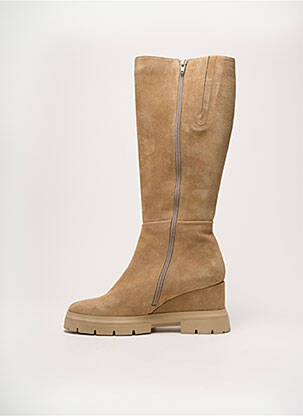 Bottes nubuck talon plat jusqu'à 3cm beige SOFTWAVES femme