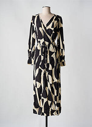 Robe longue manches longues manches longues noir GRACE & MILA femme