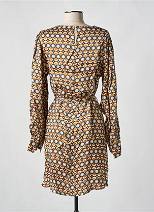 Robe mi-longue imprimé fantaisie manches longues marron GRACE & MILA femme