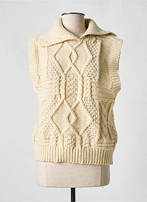 Pull coupe cintrée sans manche beige SEE U SOON femme