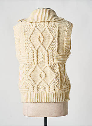 Pull coupe cintrée sans manche beige SEE U SOON femme