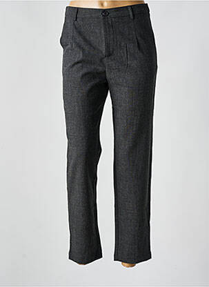 Pantalon droit fermeture zippée sous rabat boutonné gris SEE U SOON femme