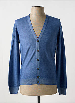 Gilet manches longues col v bleu GRAN SASSO homme